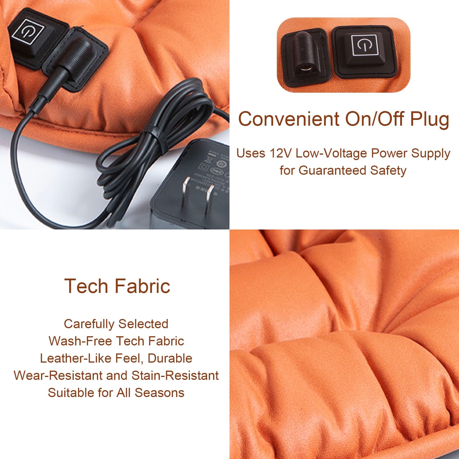 Termoforo Elettrico per Sedia da Ufficio con Supporto Airbag Lombare, Cuscino Termico Elettrico da 12V, Cuscino Riscaldabile con 3 Impostazioni di Temperatura(Gray)