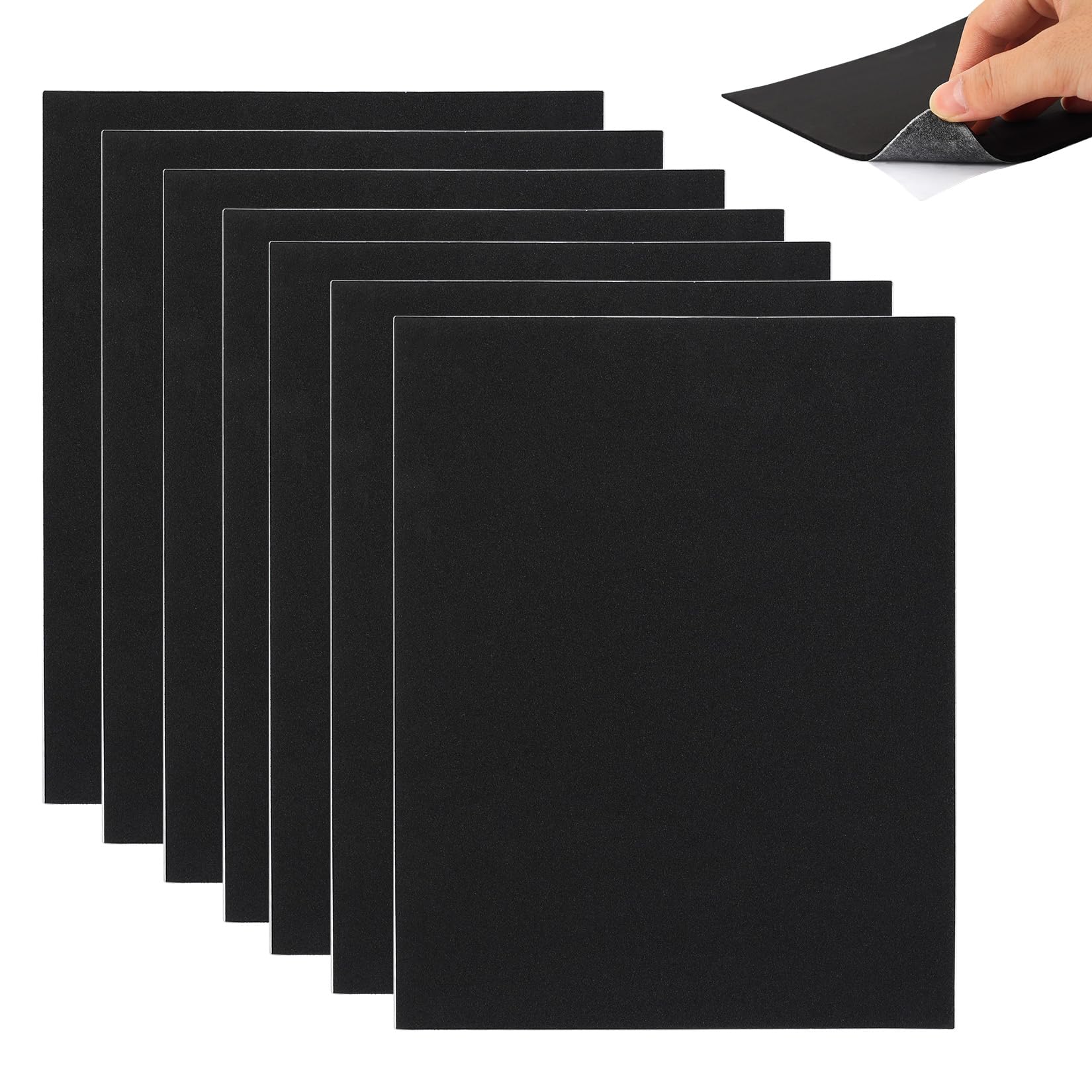 7 PcsFoam Sheets Self Adhesive Foam Pads, 250x200x3mm Insulation Foam Sticky Pads, Adhesive Neoprene Rubber Sheets, Shockproof Non-Slip Floor Protector Furniture PadsBlack