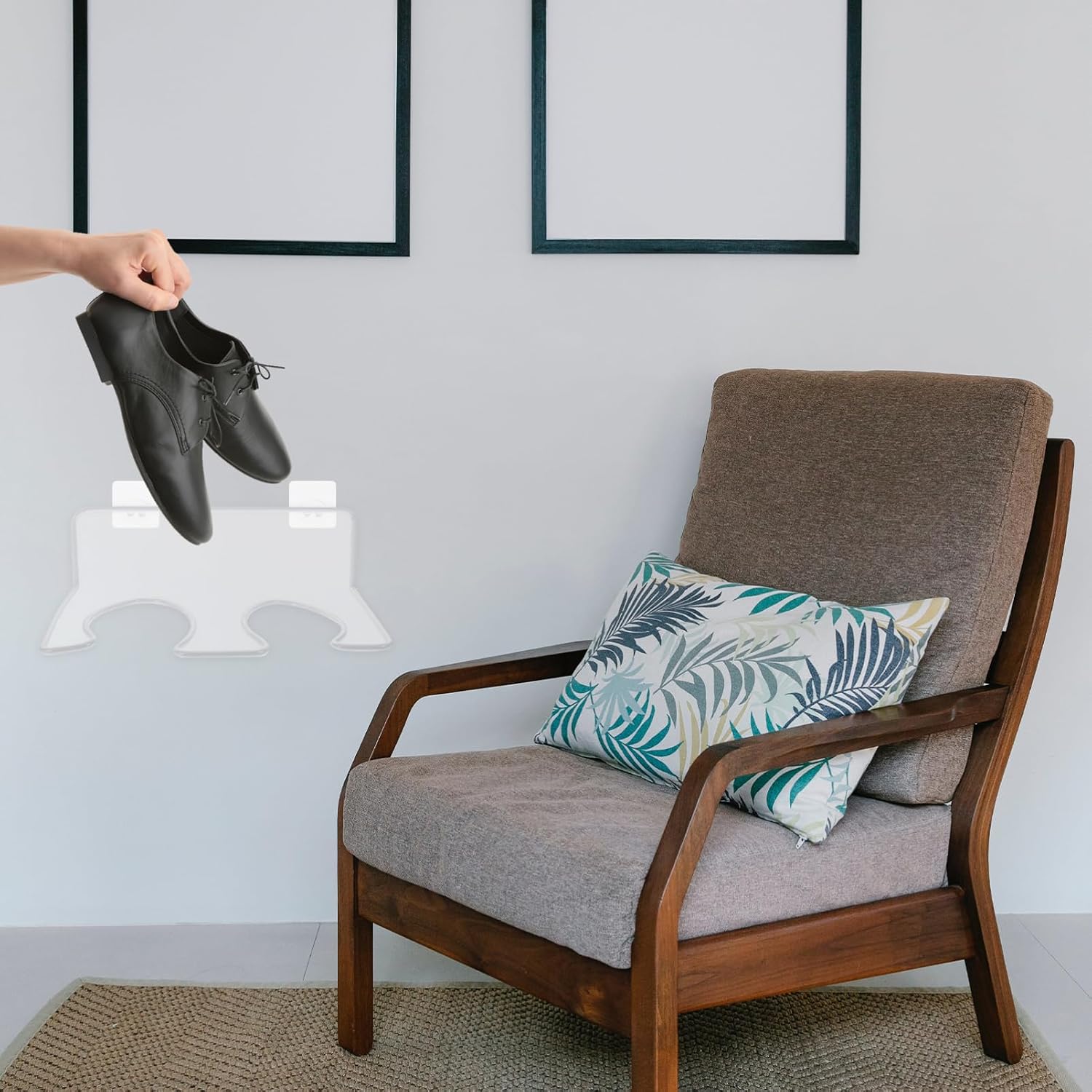 Luxshiny 2pcs Wall-mounted Shoe Storage Rack Space-saving Organizer for Home White Hanging Shelf for Boots and Slippers Creative Design for Tidy Entryway and Dressing Room