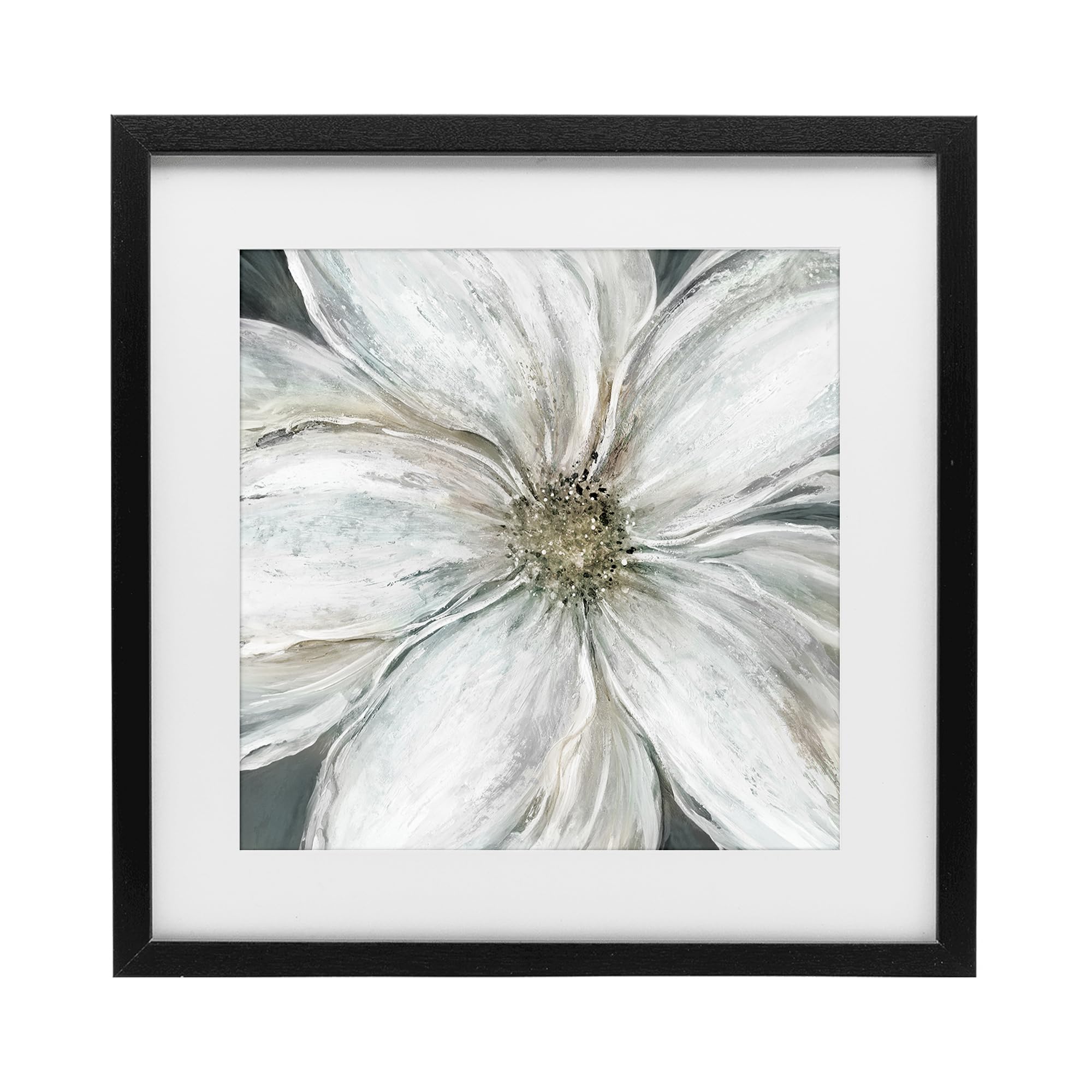 'Closeup Serene White Blossom'| Framed Print Under Glass