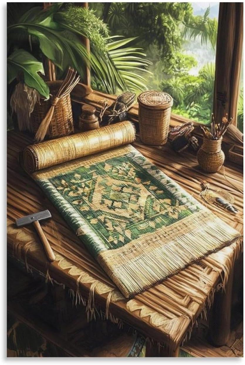Sri Lankan Dumbara Mat Canvas Poster Wall Art Decor Print Picture Paintings for Living Room Bedroom Decoration 08x12inch(20x30cm)