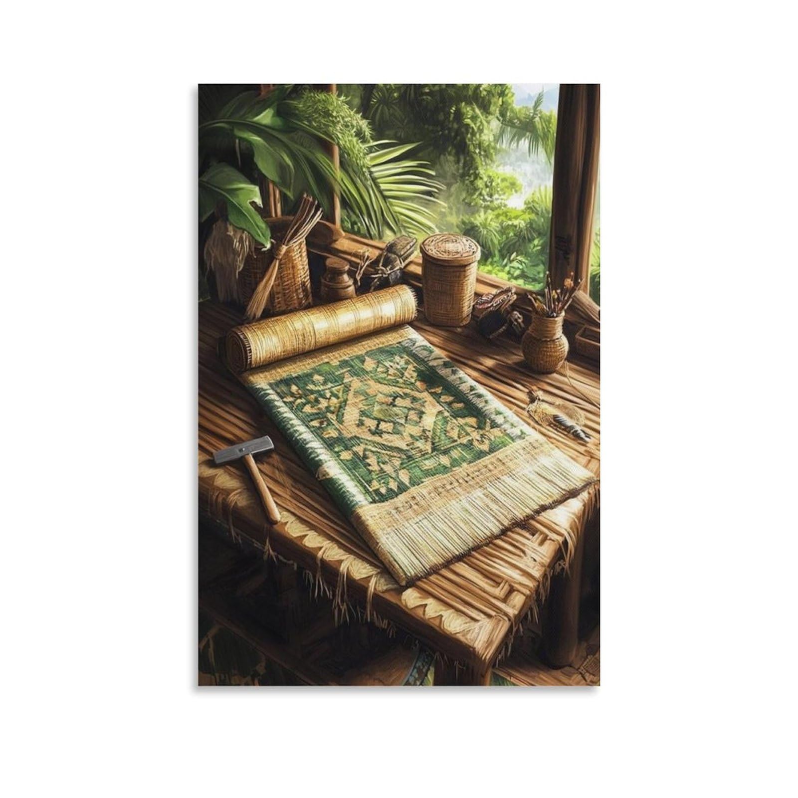 Sri Lankan Dumbara Mat Canvas Poster Wall Art Decor Print Picture Paintings for Living Room Bedroom Decoration 08x12inch(20x30cm)