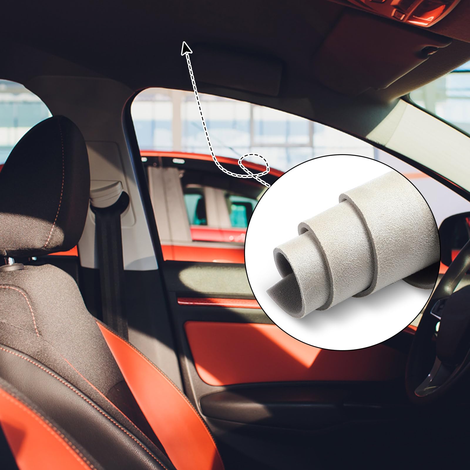 Pangda Tessuto scamosciato con supporto in schiuma da 0,6 cm, per tettuccio dell'auto, materiale scamosciato, con bordo in gomma, per fai da te, auto, camper, barche, soffitti interni (beige, 203 x