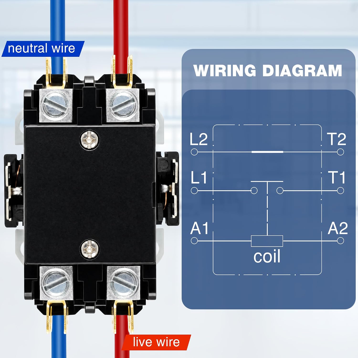 24V Coil 40A 2 Pole Air Conditioner Contactor, UL Certified HVAC Motor Contactor, 40 Amp 24V Air Conditioner Replacement AC Definite Purpose Contactor Compatible with Heat Pump, Refrigeration Systems