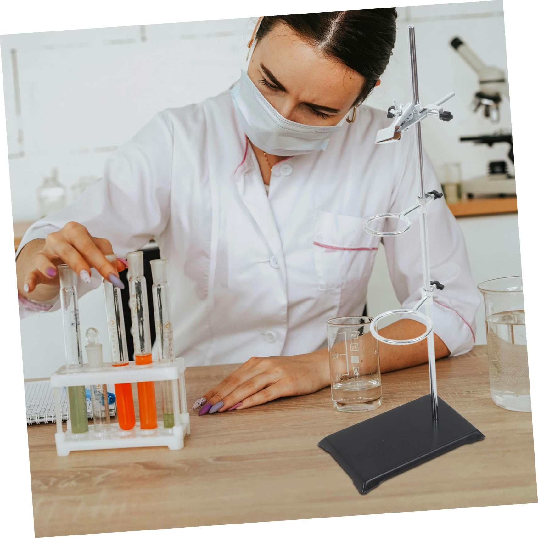 ABOOFAN Ringständer aus Edelstahl Laborstativ mit Klemmen Reagenzglashalter für Chemie-labor Trichterhalter für Filtration Multifunktionales Tischstativ für Experimente