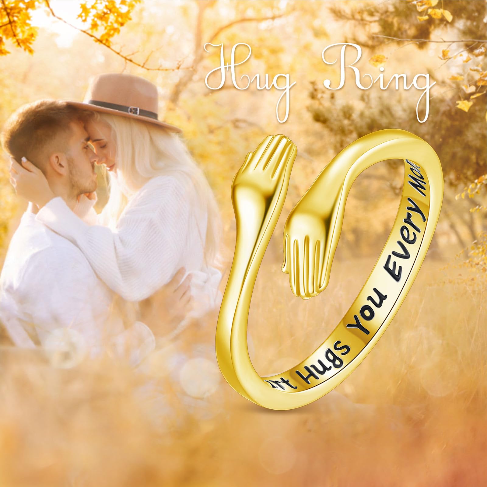 INFUSEU Anillo Abrazo Plata De Ley 925 Ajustable Anillo De Amor Joyas Siempre Juntas Comprometimos Regalos Originales para Mujer
