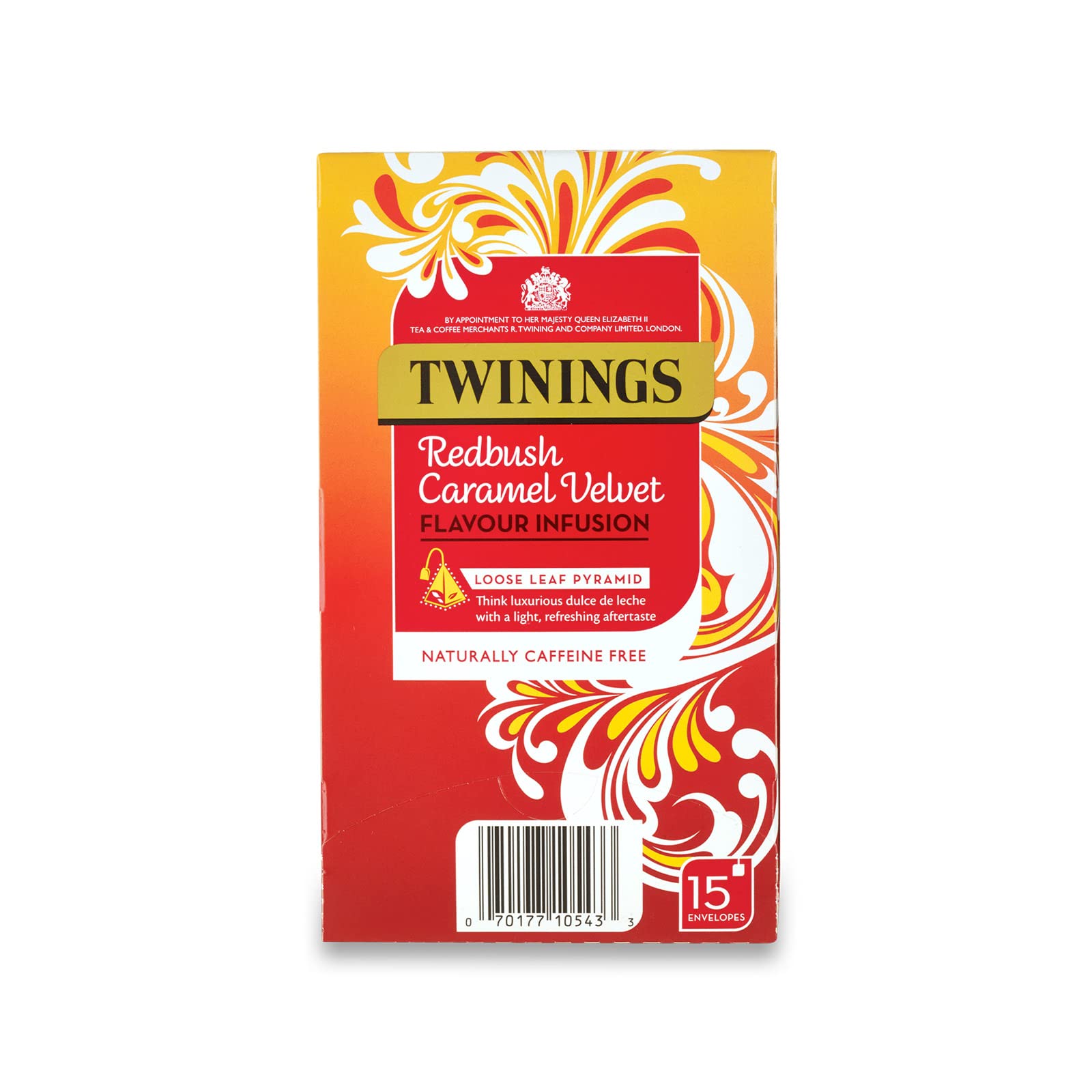 Twinings Redbush Aksamitne torebki do herbaty z luźnymi liśćmi, 4 pudełka po 15 pojedynczo zapakowanych torebek na herbatę, łącznie 60 sztuk.