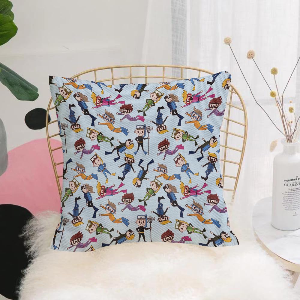 HYOSXW Cushion Cover,Throw Pillow Case Home Decorative for Living Room Bedroom Sofa Chair 16X16 Inch,Childlike picture of cartoon diver, blue background,Pillowcase 40X40cm