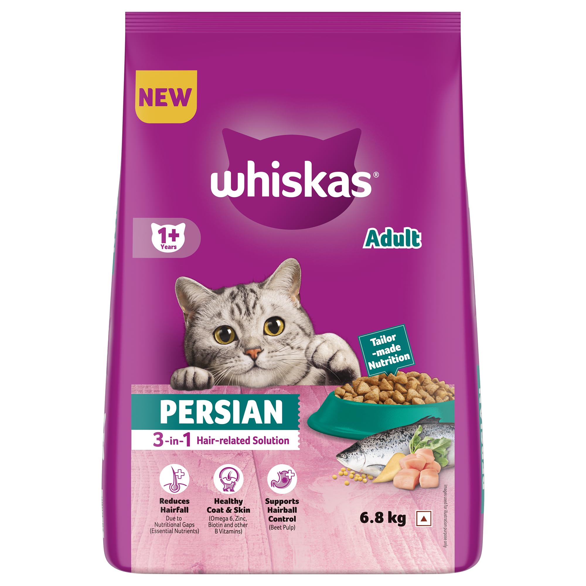 Sponsored Ad - Persian Adult (1+ Years) Dry Cat Food, 6.8kg, 100% Complete & Balanced Tailor Made Nutrition, Reduces Hairfall, for Healthy Coat & Skin