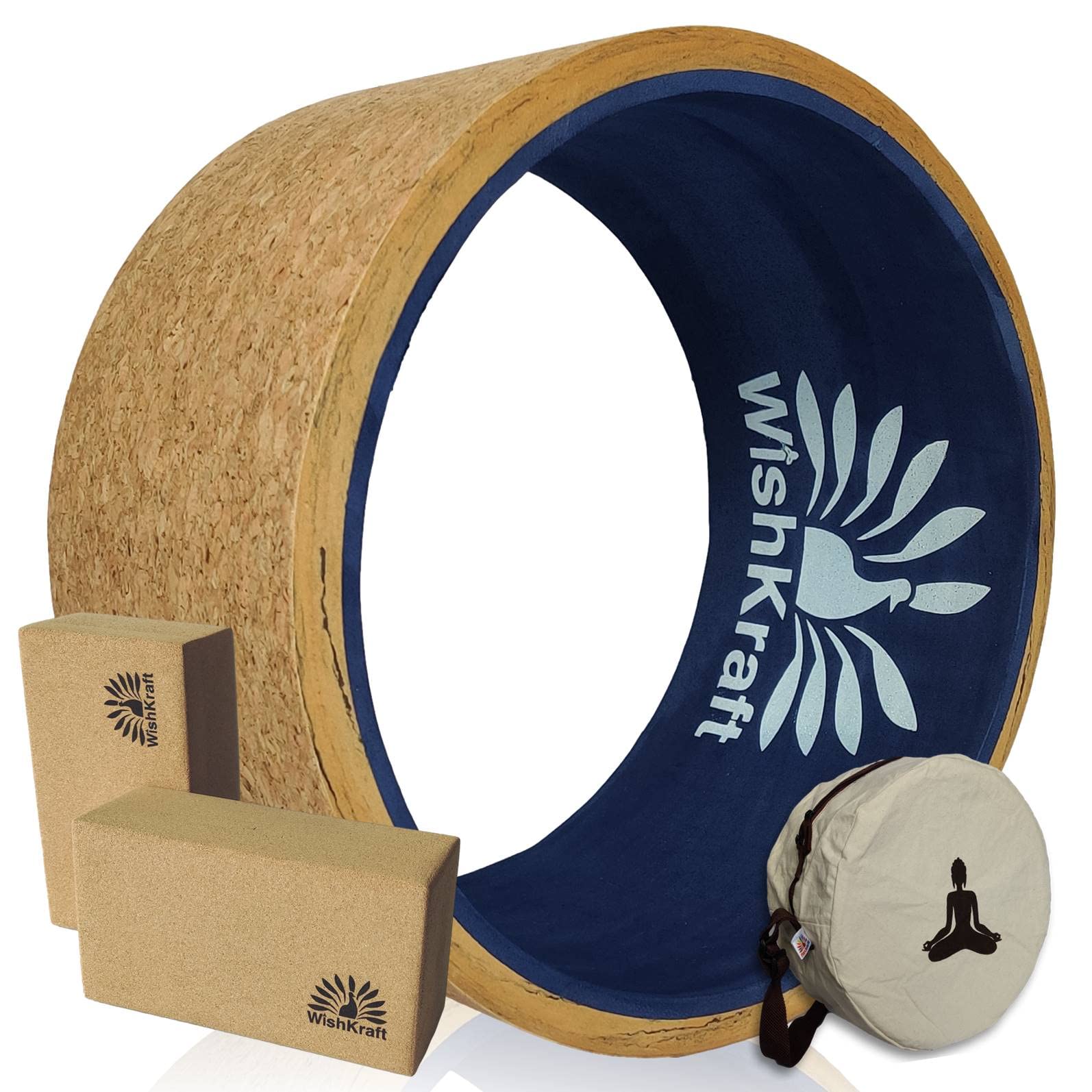 WishKraft Wide CORK Yoga Wheel Roller for Men & Women [13 x 6.25 inch] with Bag & CORK Blocks [2 Bricks] for Back Bends, Stretching & Flexibility | Eco-Friendly, Non-Slip & Sweat Resistant | Made in India (B09PBCMCZ9) Amazon Price History, Amazon Price Tracker