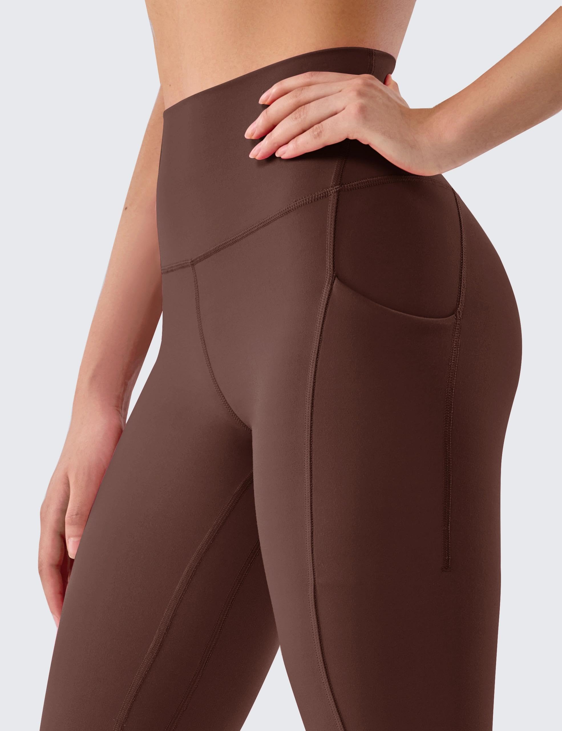 BAYDI Clouduxi Leggings da donna con tasche, a vita alta, 63,5 cm, per allenamento, palestra, yoga
