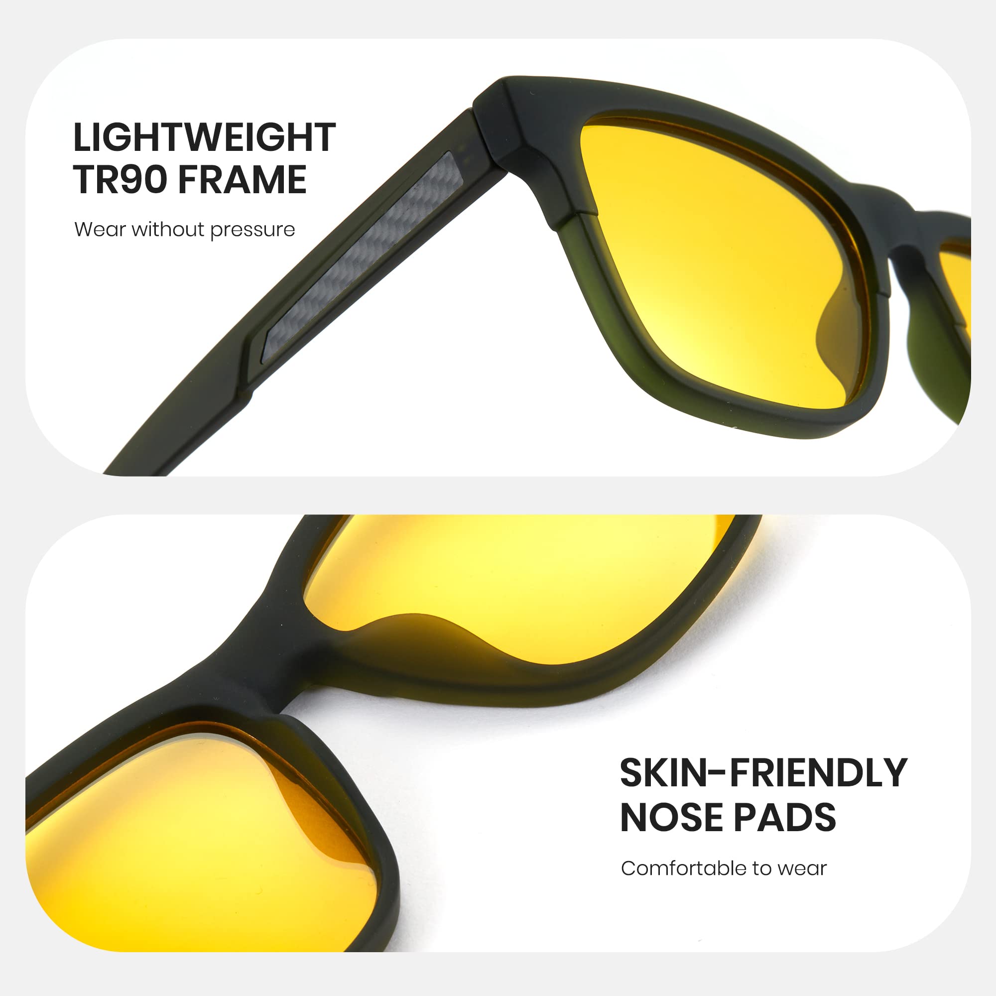 Cyxus Gafas de sol para hombre y mujer, cuadradas, polarizadas, protección UV400, para conducir, pescar, viajar