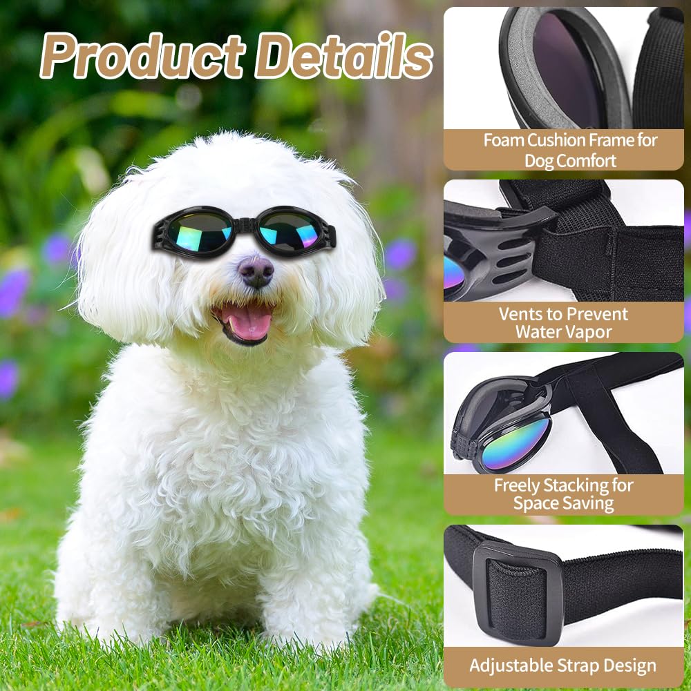 Occhiali da sole per cani, occhiali da sole antivento anti-appannamento e protezione UV per gatti e cani di piccola taglia (nero)