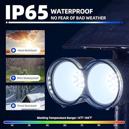 Miniatura 6 de Barrina Focos solares impermeables para exteriores, 360 horizontales ajustables al aire libre, 6500 K, 3 modos, 24 LED de iluminación solar para