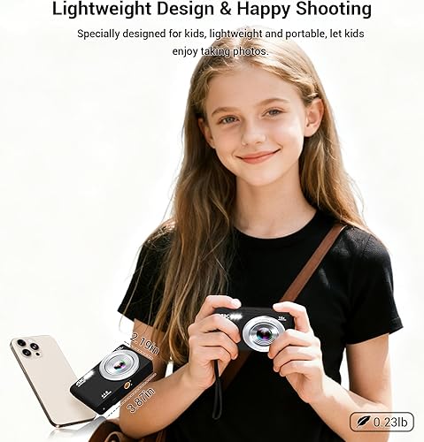 Vista 8 de Cámara digital, cámaras compactas FHD 4K con tarjeta SD de 64 GB, 2 baterías, cámara digital de viaje portátil con enfoque automático de 16X, cámara