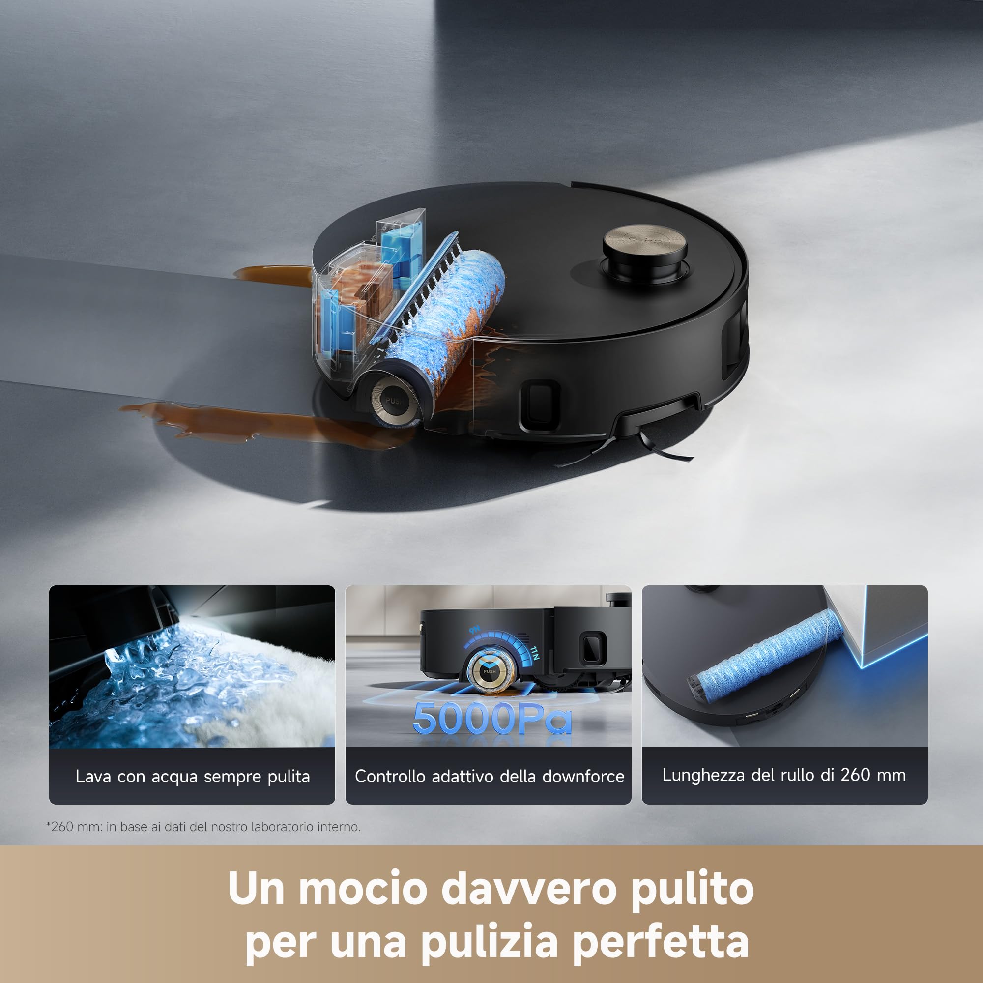 DREAME Aqua10 Roller Robot aspirapolvere con lavaggio AquaRoll, protezione del rullo per la cura di tappeti e moquette, superamento degli ostacoli di 6 cm, auto-svuotamento, aspirazione da 30.000 Pa