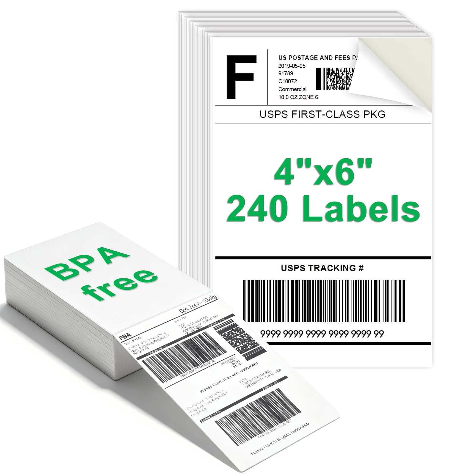 10,2 x 15,2 cm Versandetikettenpapier, direktes Thermoetikett, selbstklebend & wasserdicht, kompatibel mit Zebra, Rollo, Dymo 4XL, Amazon FBA Versandetiketten für kleine Unternehmen (240)