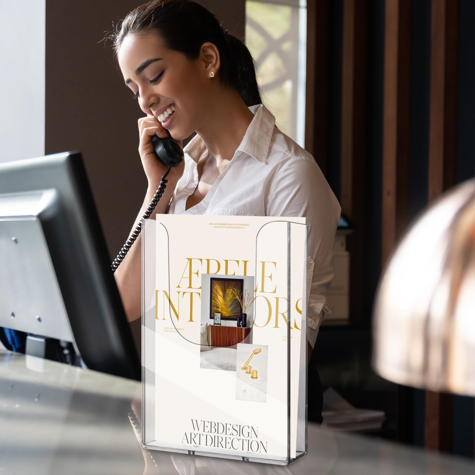 Lot de 6 porte-brochures muraux DIN A6 transparent avec trous de perçage