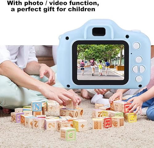 Miniatura 4 de WNSC Videocámara infantil, cámara digital con zoom 4X, regalo digital de 2.0 pulgadas, un botón para grabación de video para tomar fotos (azul)