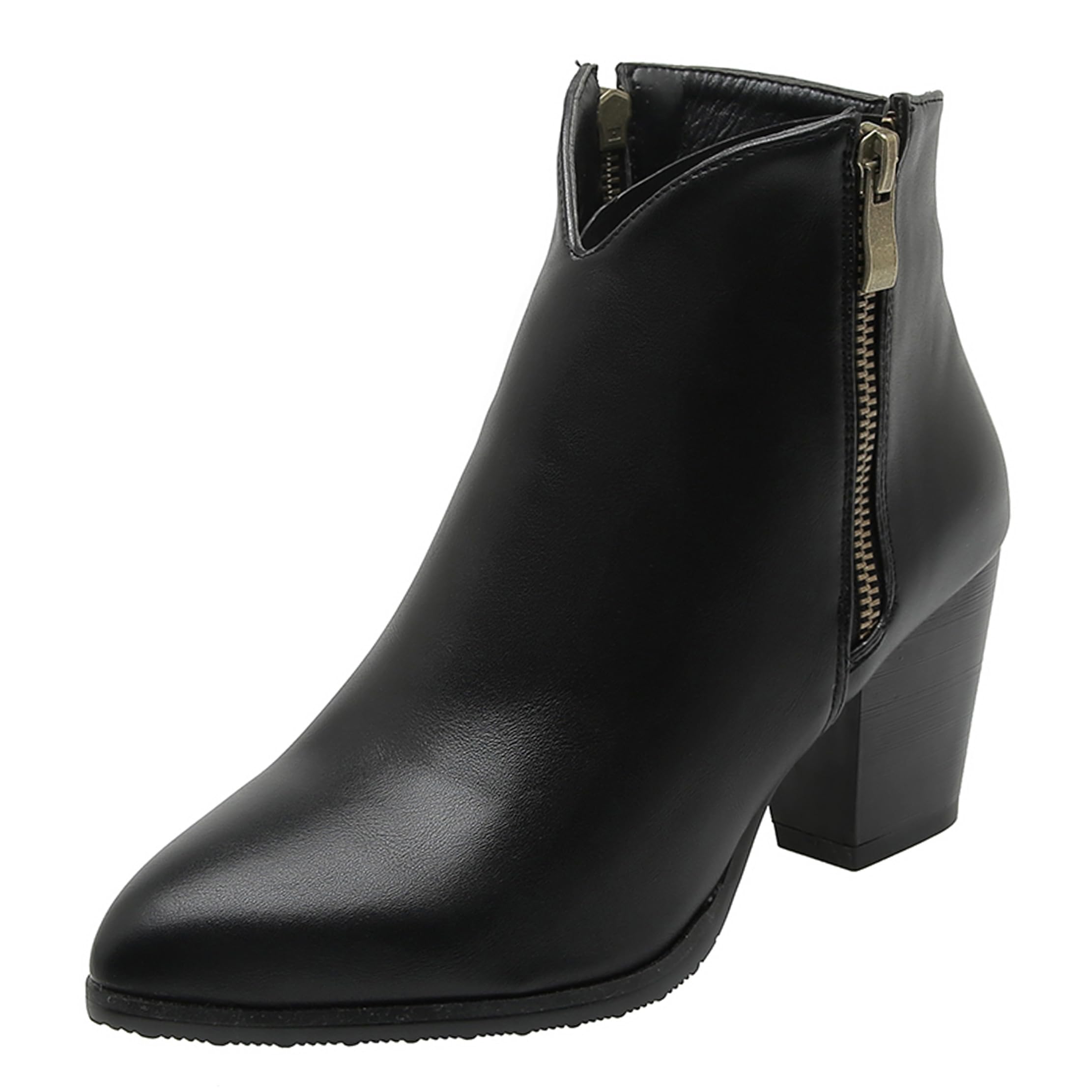 Women Winter Pointed Toe Chelsea Block Heel Ankle Boots