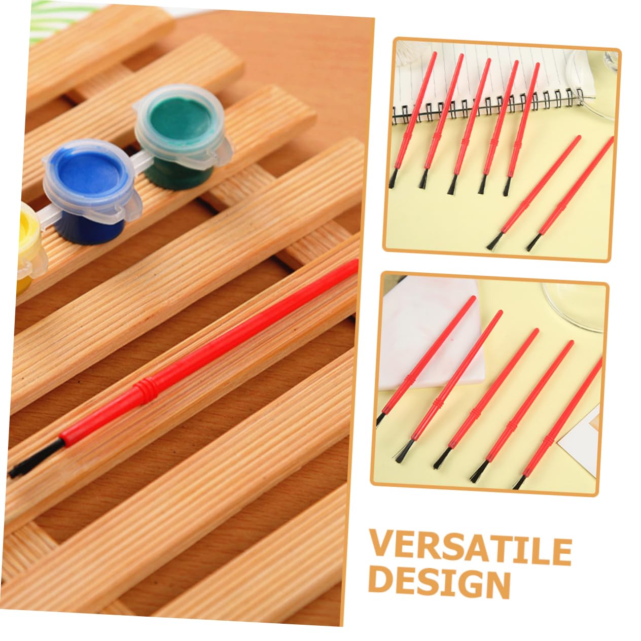 OSALADI 5 Sätze Kinderbürsten Pinsel Kunst Wohnung Zeichnung Miniatur Aquarellbürste Malutensilien Kleine Bürste Kleine Bastelfarben Nylon Rot 100 Stück * 5