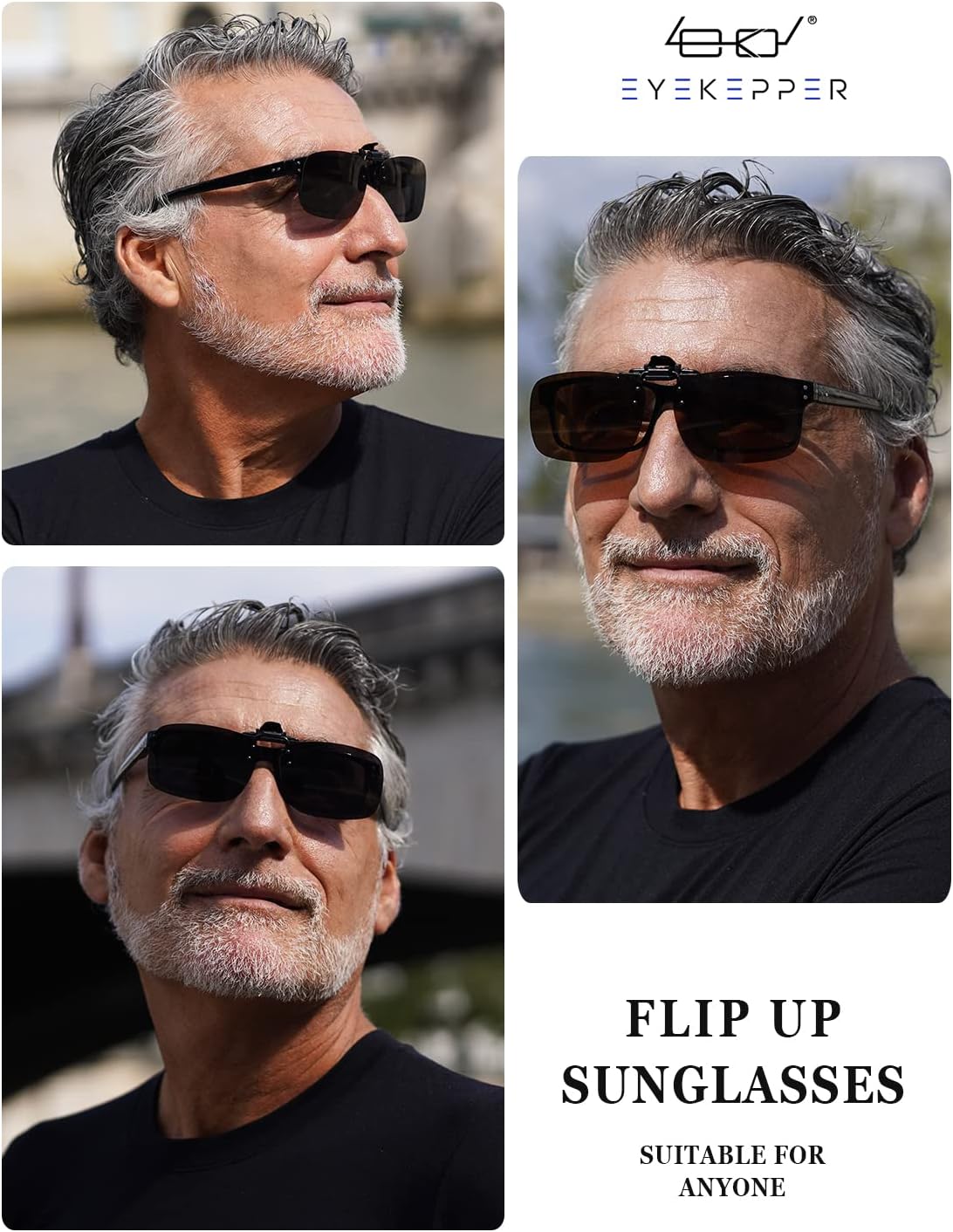 Eyekepper 4 Pack Flip-up Clip-On Sunglasses 59x39 MM Metal Wear Over Glasses - Image 2