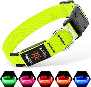 Illumifun Leuchthalsband Hund, USB LED Hundehalsband, Wiederaufladbar Hundehalsband Leuchtend für Hunde Einstellbare Größe, 3 Beleuchtungsmodi für Kleine Mittlere Große Hunde (Grün, M) product image