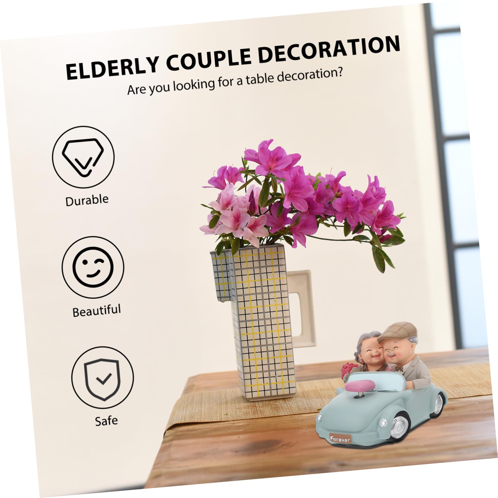 Zerodeko Romantische Resin Figur Älteres Ehepaar Handgefertigt Leicht und Robust Hochzeit Jahrestag Dekoration Geschenk für Zuhause Valentinstag Tischregal