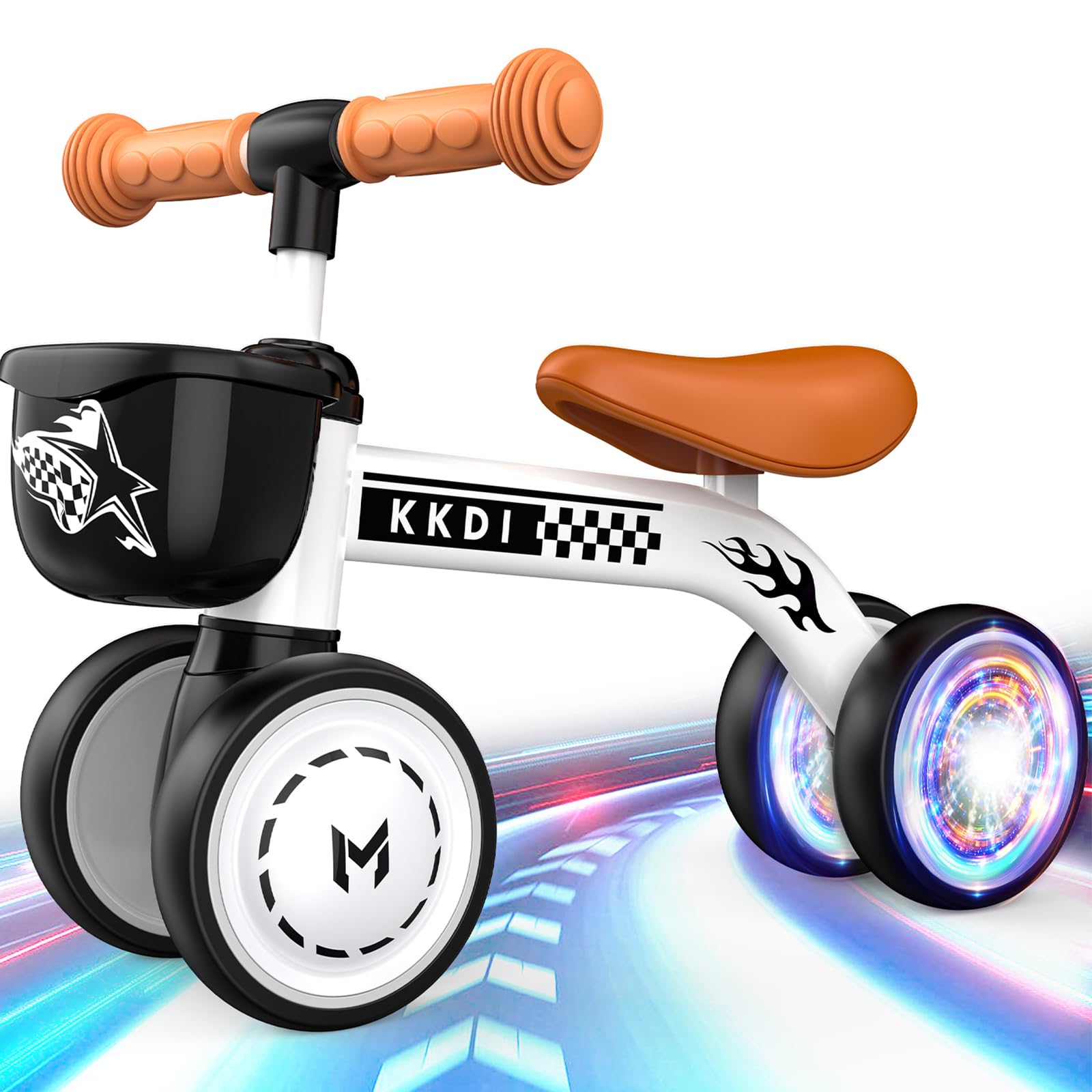 Baby Balance Bike Ride on Toys for 1 2 Year Old, Toddler Bike, First Birthday Gifts for 1 2 Year Old Boys Girls, Colorful Lighting Silent Wheels, No Pedal, Safe Baby First Bike