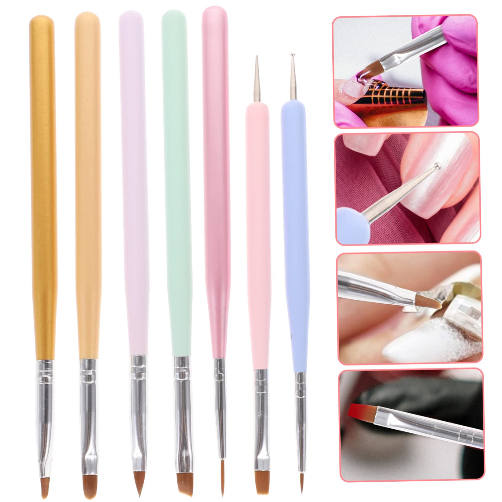 FRCOLOR Juego De 5 Pinceles Para Manicura Y Pedicura Para Salón De Uñas 7 Unidades X 5
