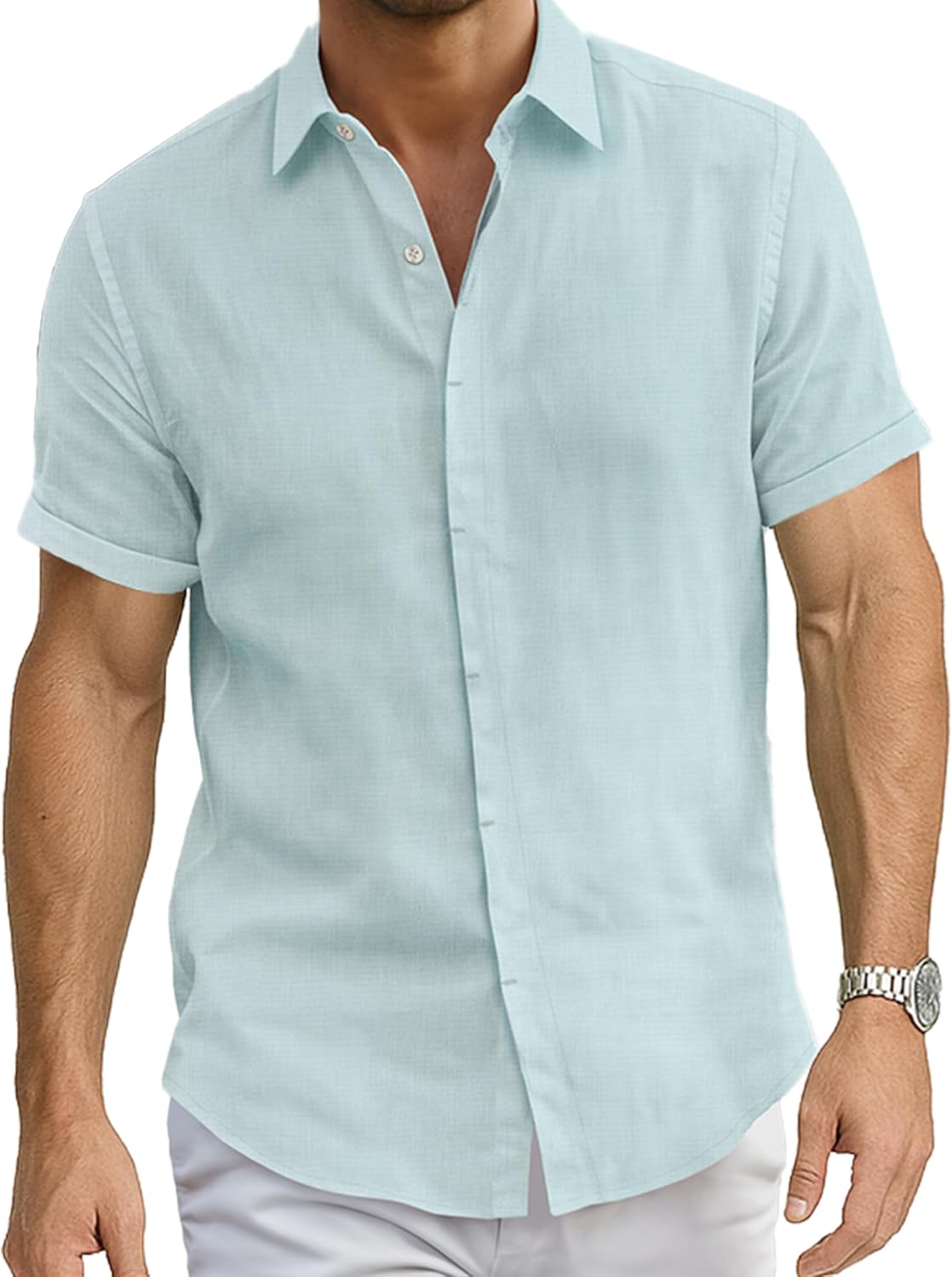 Cotton King Linen Button Down Shirt for Men Men Shirts Short Sleeve - Men's Shirt for Beach Wear - Summer Wear - S to 3XL