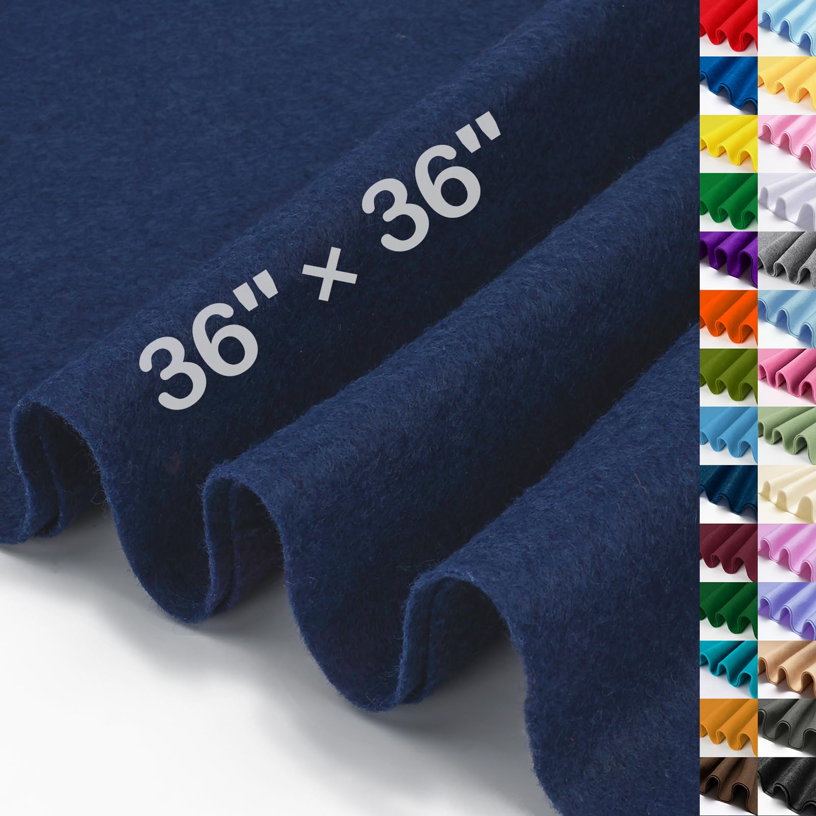 XSEINO Navy Large Felt Fabric 36" X 36 "(1 Square Yard), 1.4 mm Thick Soft Felt Fabric Sheet for Crafts, Blue Series Colors Soft Nonwoven Fabric, Fit for Decoration, Sewing, DIY Crafts