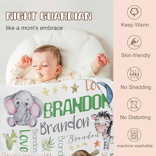 Miniatura 121 de Artsadd Personalized Baby Blanket for Girls Boys, Custom Baby Blankets with Name Customized Throw Blanket for Kids Newborn Baby Shower Birthday Gifts