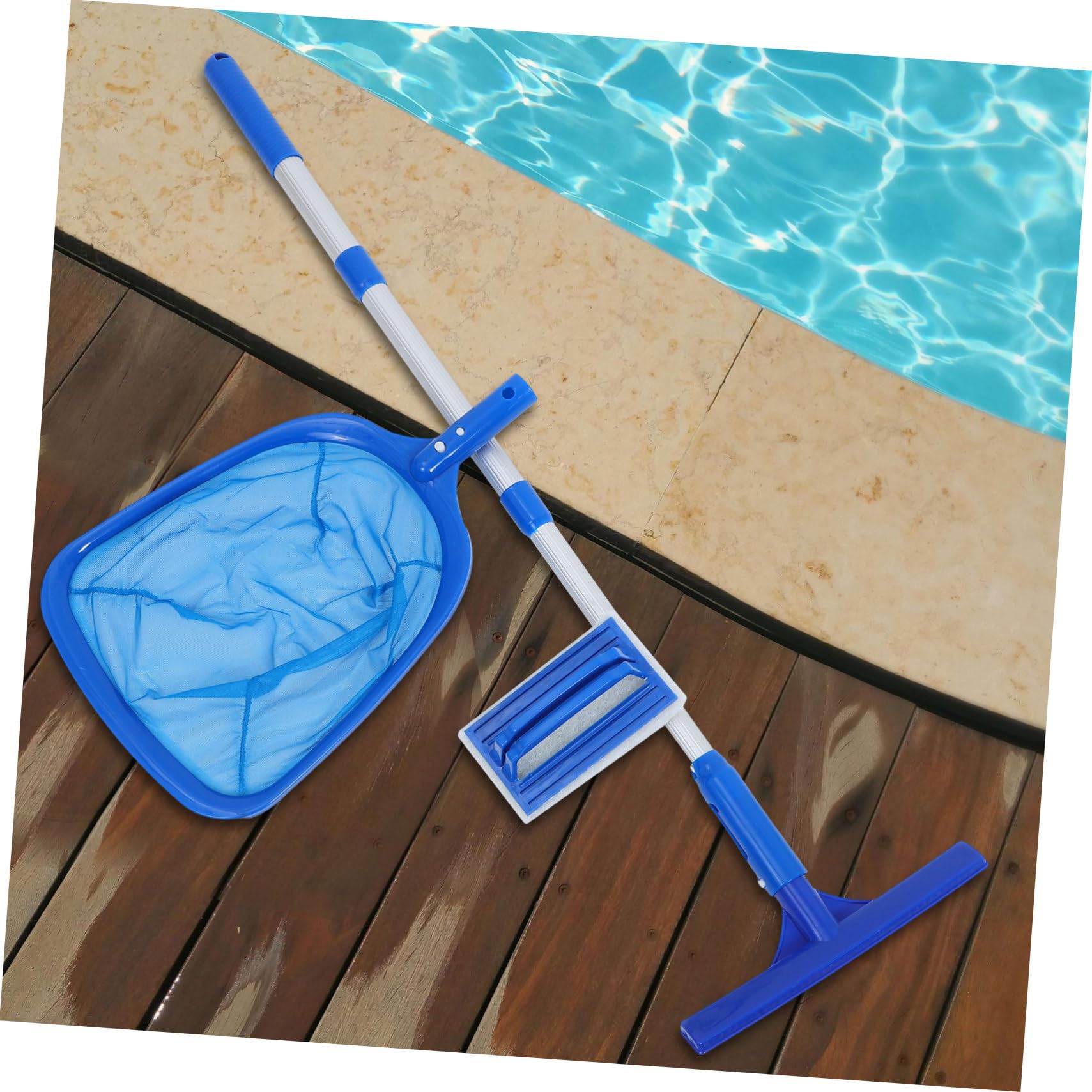 Toddmomy Kit de Limpieza de Piscinas con Poste Telescópico y Rastrillo de Malla para Spas, Equipo de Limpieza Eficaz para Decoración Verano y Mantenimiento de Piscinas Públicas