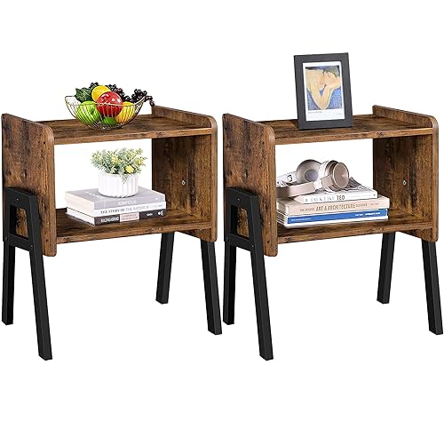 TUTOTAK Nightstnd, Set of 2, Stackable End Tables, Side Table,
