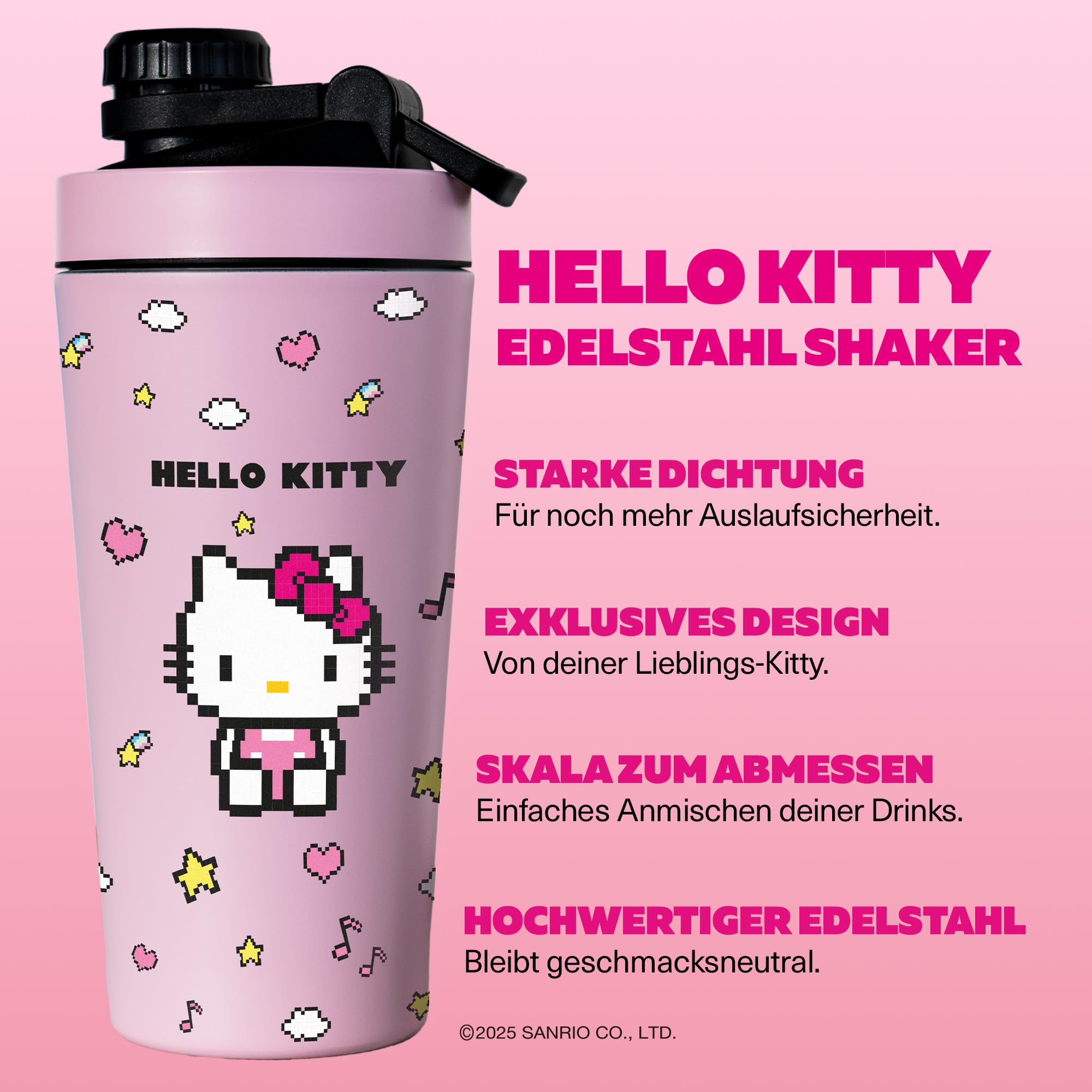 Gamers Only x HELLO KITTY Premium Collector Bundle [MIT 2x VITAMIN DRINK ] - 40 Portionen | inkl. Edelstahlshaker | Erhöht die Konzentration & Reaktionen | 125 MG Koffein & 12 Vitaminen