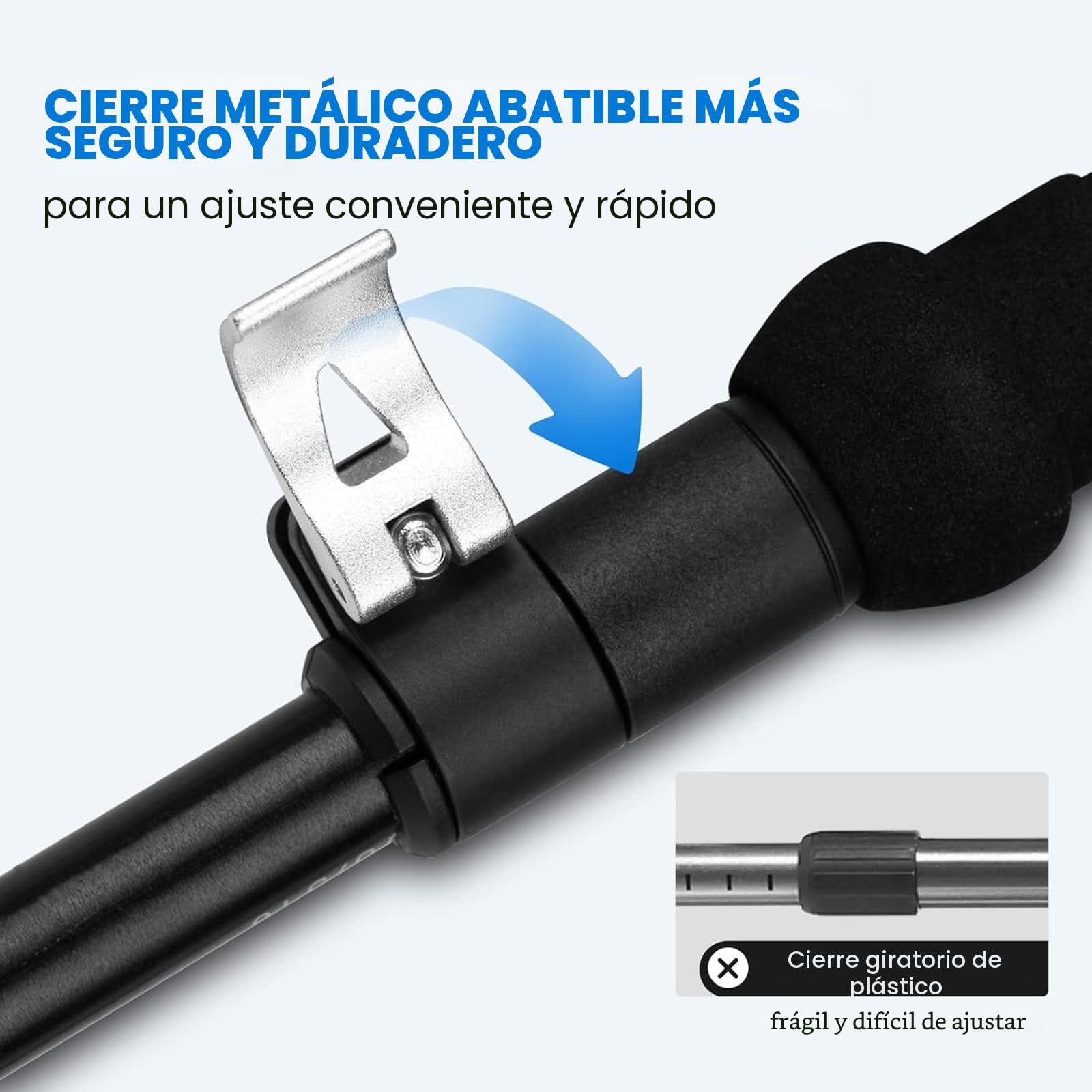 Overmont Bastones Trekking Bastones Senderismo Plegables de Carbono Ultraligeros Ajustables 105-125CM 1 Par Bastones Marcha Nórdica para Senderismo Alpinismo Trail Viaje