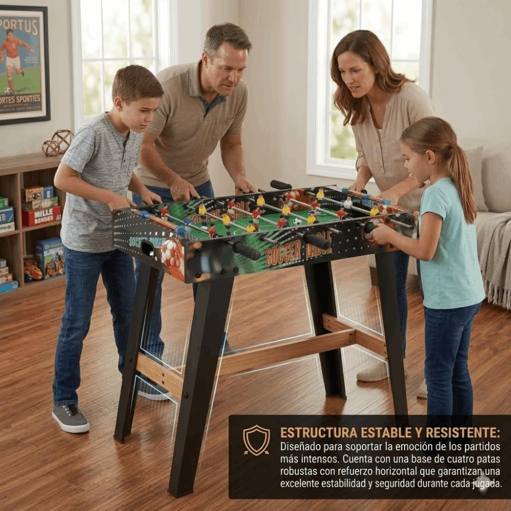 DEVESSPORT Mesa de Juego | Futbolín, Hockey o Billar con Patas | Compacta 69x37x60 cm con Accesorios Incluidos | Ideal para Niños y Adultos | Diseño Estable y Fácil de Usar