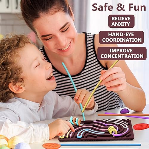 Miniatura 3 de Tabla de actividades sensoriales con 6 piedras texturizadas para preocupación, juguetes sensoriales de silicona para niños y adultos, sin ensuciar,