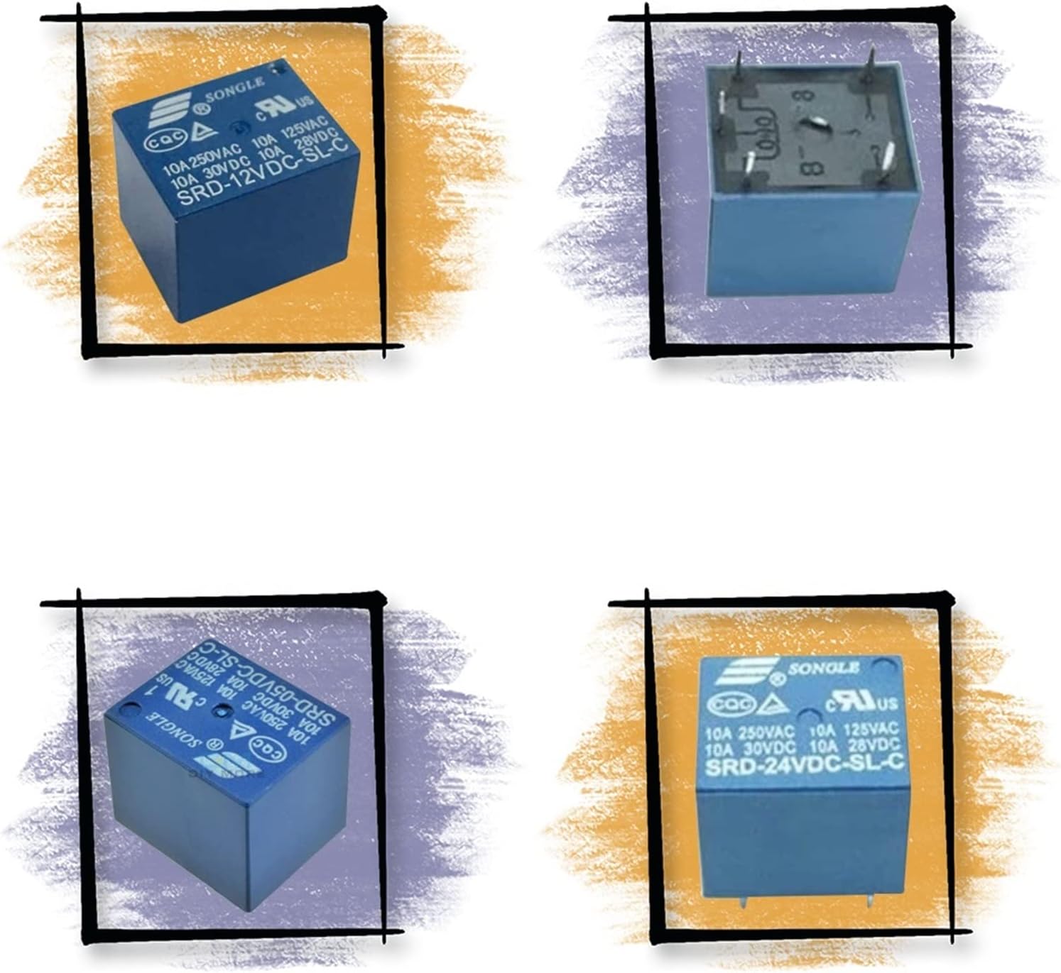 100PCS/LOT SRD-05VDC-SL-C SRD-12VDC-SL-C SRD-24VDC-SL-C 5/12/24VDC 10A 250VAC 1FORMC 5Pin PCB Type Power Relay(SRD-12VDC-SL-C)