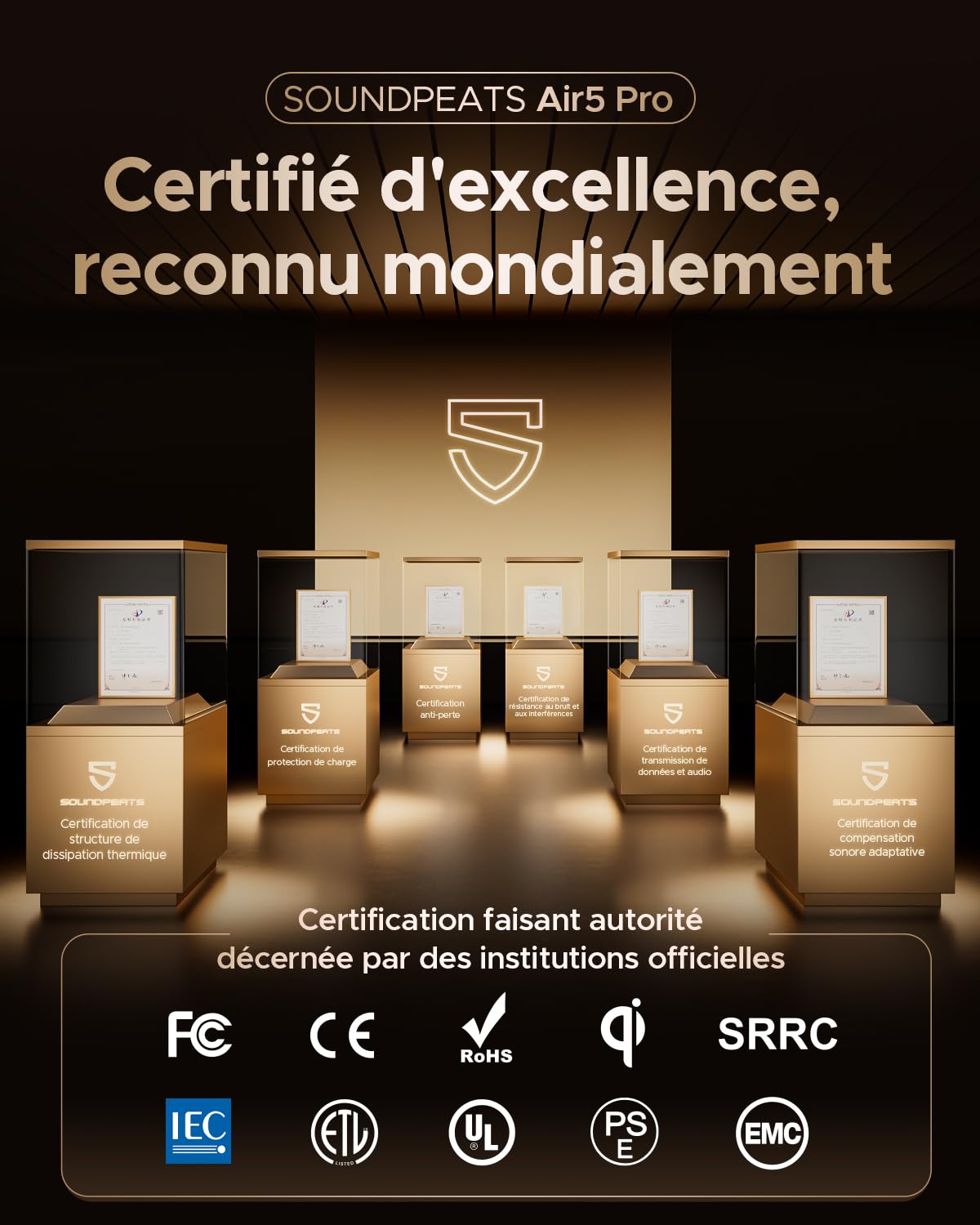 SoundPEATS Air5 Pro BT 5.4 Écouteurs sans Fil - Écouteurs Intra auriculaire, LDAC & aptX Lossless, Hi-Res Audio, 55 DB Hybrid ANC, 6 Microphones, multipoint, 37H d'autonomie, IPX5
