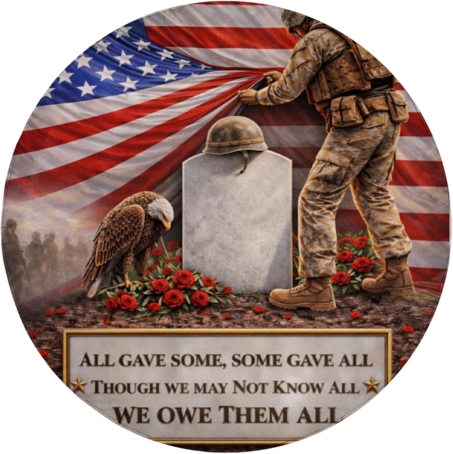 ThangPham Shop America Flag Soldier Eagle Spare Tire Cover with/Without Backup Camera Hole – Eagle Patriotic Tire Cover, Freedom Tribute Spare Cover