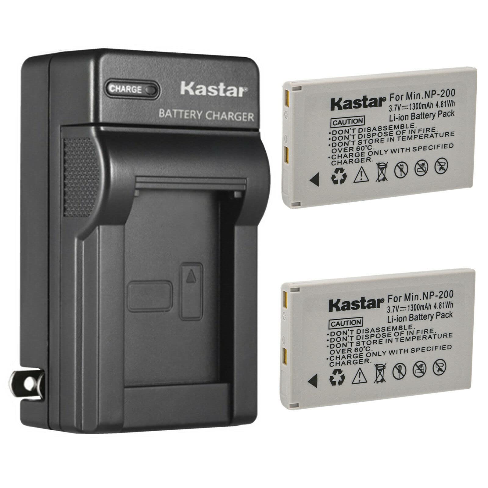 Kastar 2-Pack Battery and AC Wall Charger Replacement for Konica Minolta NP-200 Battery, DiMAGE X, Xg, Xi, Xt, Xt Biz Digital Cameras
