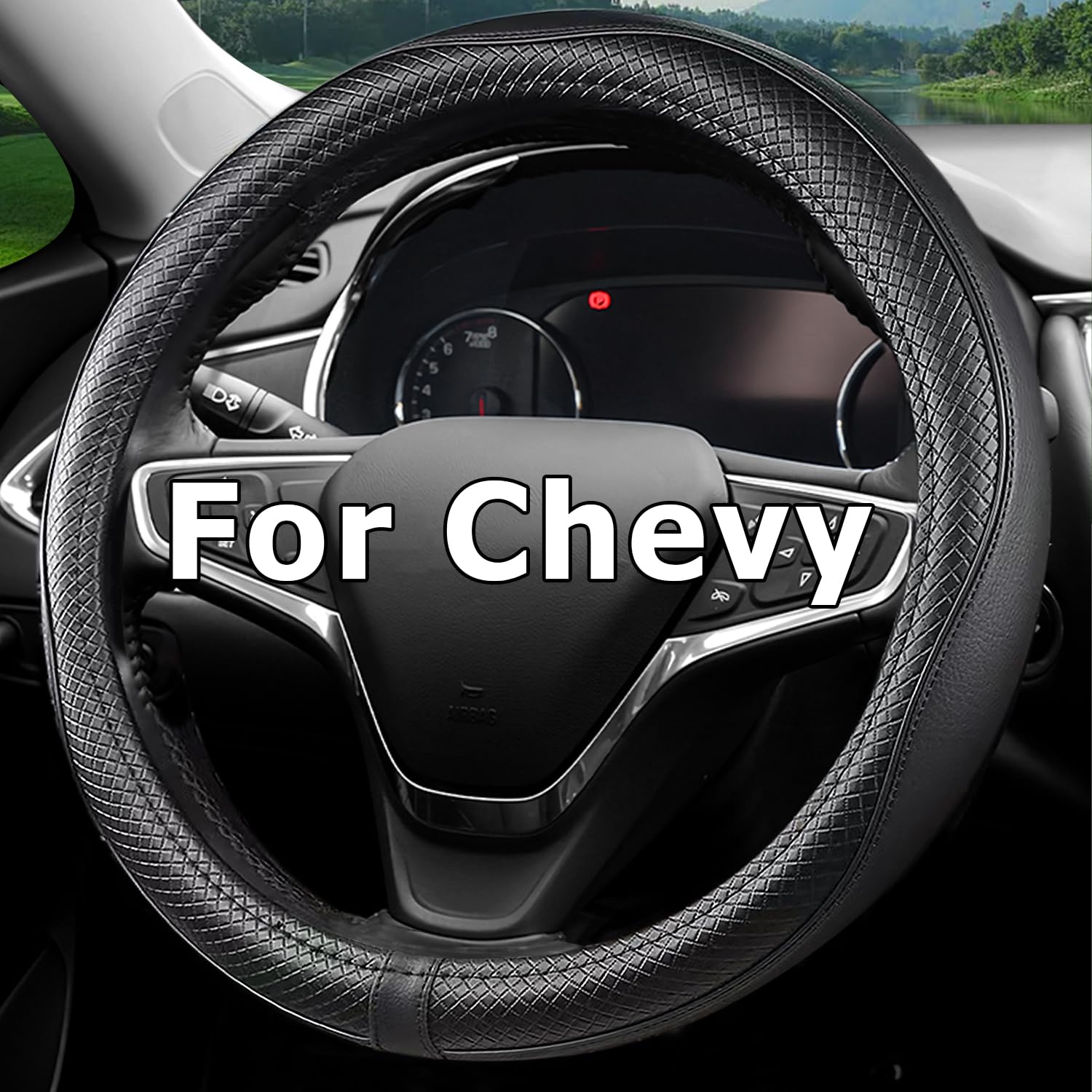 Funda para volante CACAWIZ para Chevy Silverado 1500, 2500, 3500, Tahoe, Equinox, Traverse, Colorado, accesorios de diseño deportivo, color negro