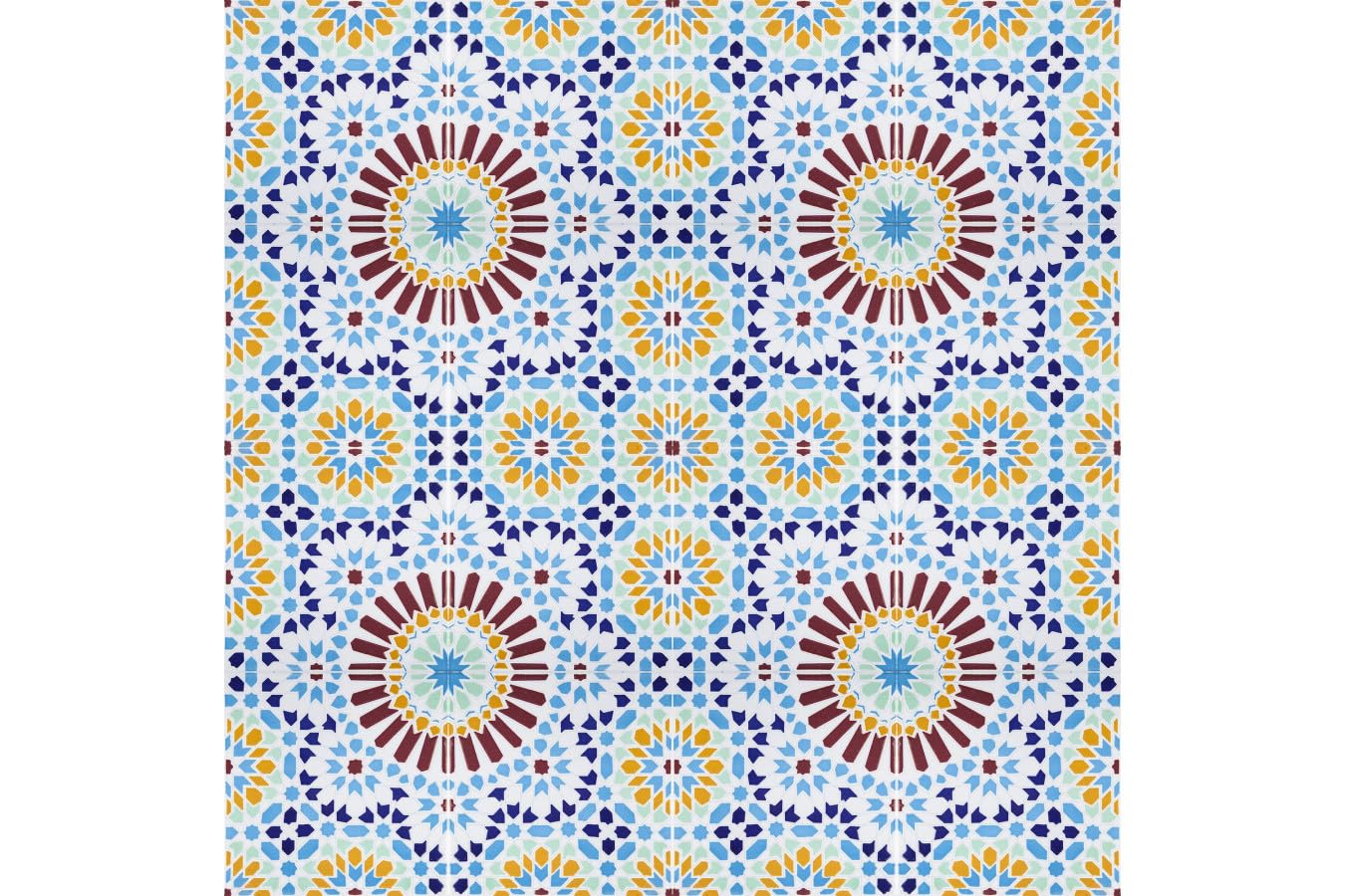 Cerames - Baha, marokańskie płytki ceramiczne - 12 orientalnych tunezyjskich płytek dekoracyjnych (0,48 m2) 20 x 20 cm do łazienki, kuchni, pod schodami. Kolorowe płytki dekoracyjne