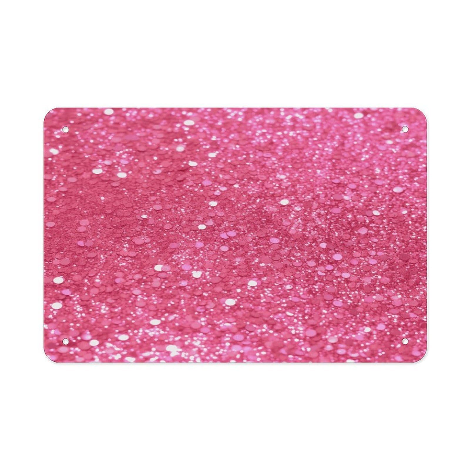 Fekiloot Style Sparkling Pink Glitter Metal Signs Wall Art Tin Sign