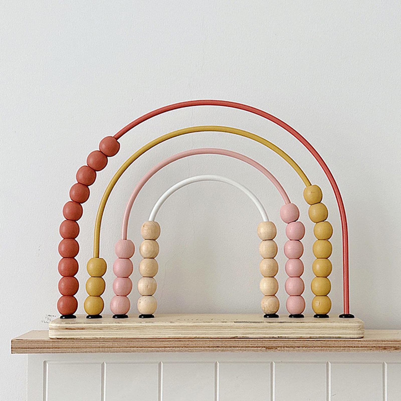 Abacus Rechenrahmen aus Holz mit Farbigen Zählperlen für Mathematische Übungen für Kinder Lernspiele Pädagogik Wohnraum, ROSA