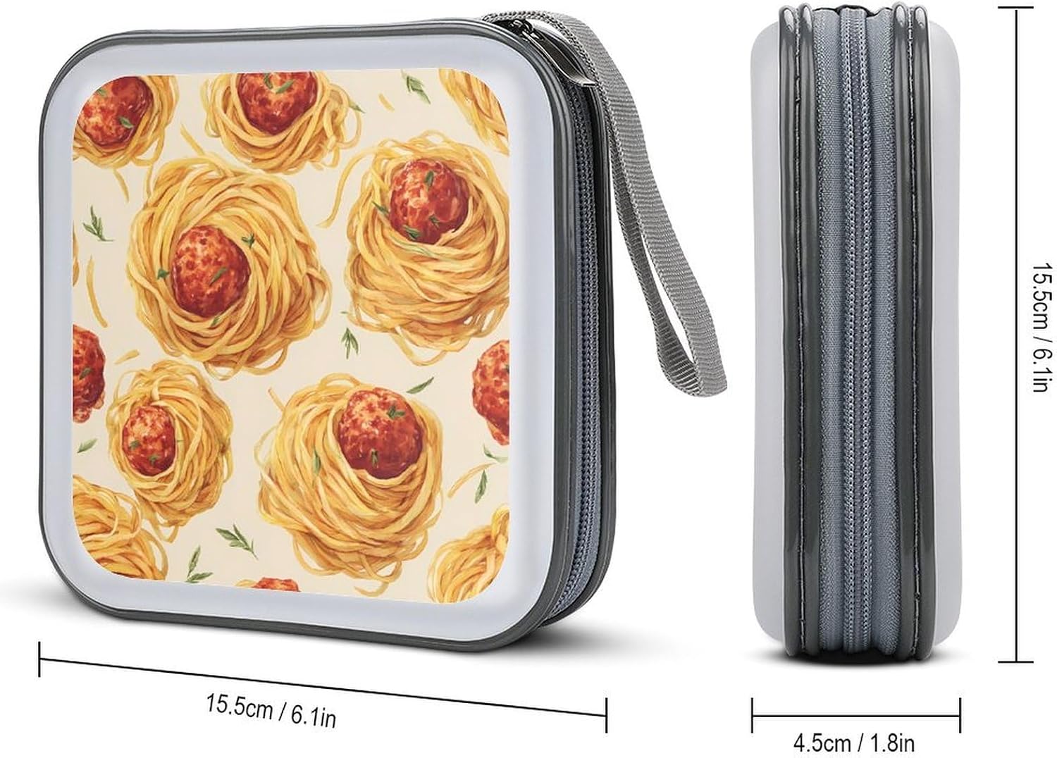 Meatballs Pasta Noodles Portable CD Storage Case DVD Holder Box Organizer 40 Capacity for Home Car