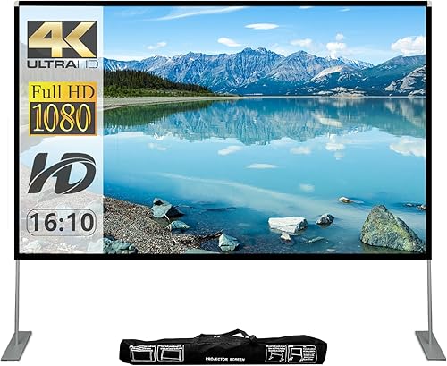 Portable Projector Screen with Stand 100 Inch 169 4K Foldable Movie Screen  FrontRear Projection, Wrinkle-Resistant, with Carry Bag for Home &