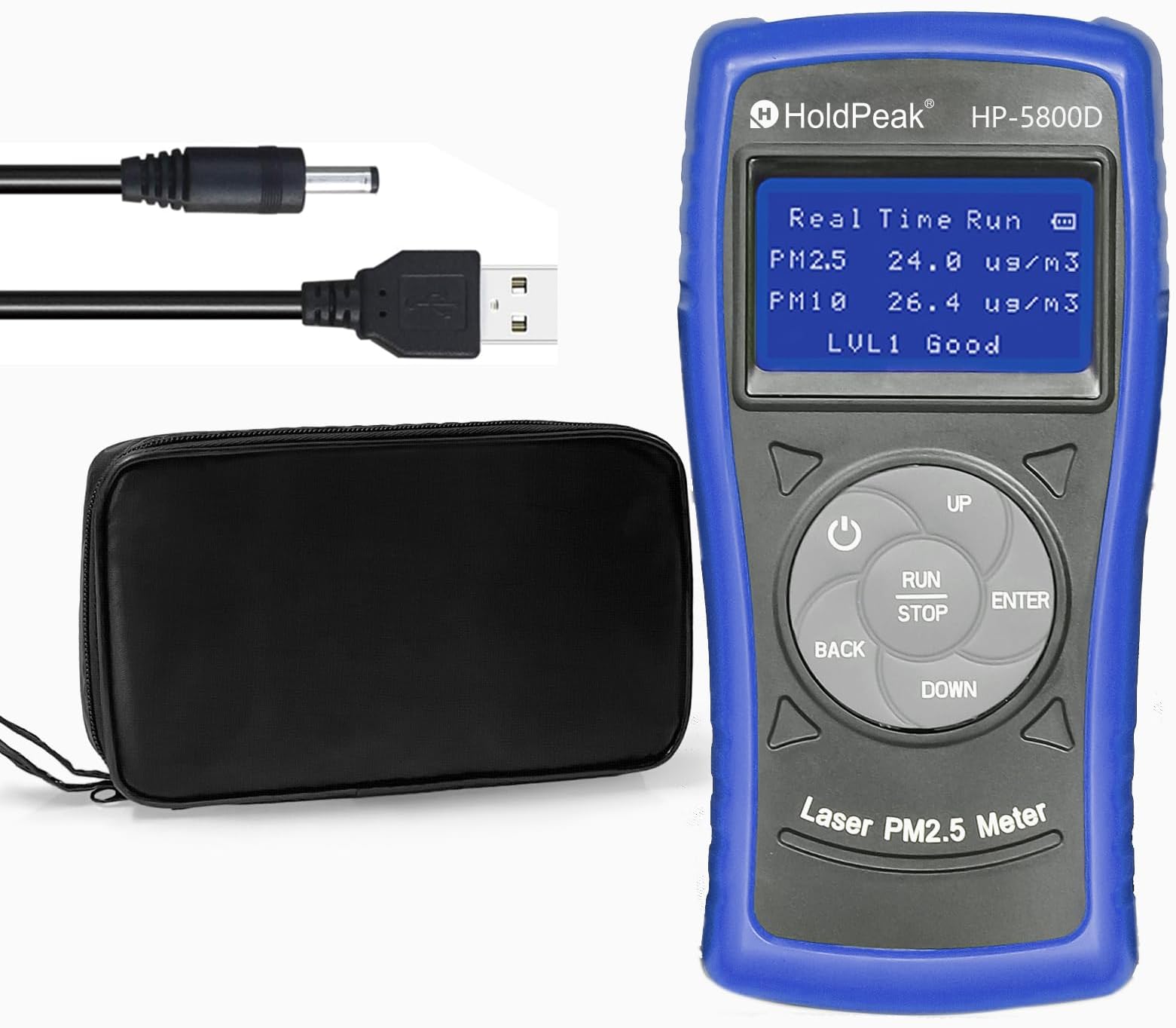 PM2.5 Detector, Professional PM2.5 PM10 Air Quality Meter Portable Monitor with Dot-Matrix LCD, Easy Calibration Indoor Air Quality Tester for Home, Office, Factory, Cars, Hotel